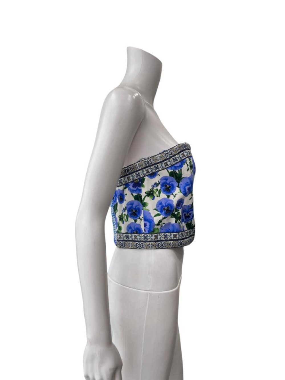 $250 Alice + Olivia Blue Perect Pansy Bandeau Ceresi Top size 12 - Picture 4 of 8